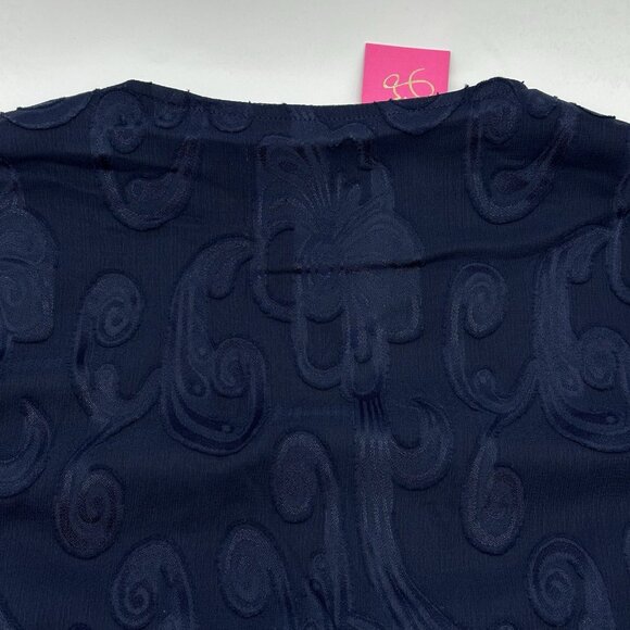 Lilly Pulitzer Cristiana Size 6 True Navy Poly Crepe Swirl Clip Lace Dress NWT - Picture 12 of 12